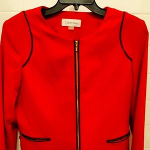 Calvin Klein  red  zippered blazer  jacket. Size 14